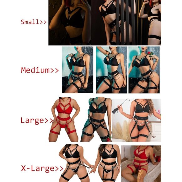 Women 1-black Naughty 5 Piecs Lace Garter Belt Bodydoll Lingerie Set With Chain - Picture 5 of 9